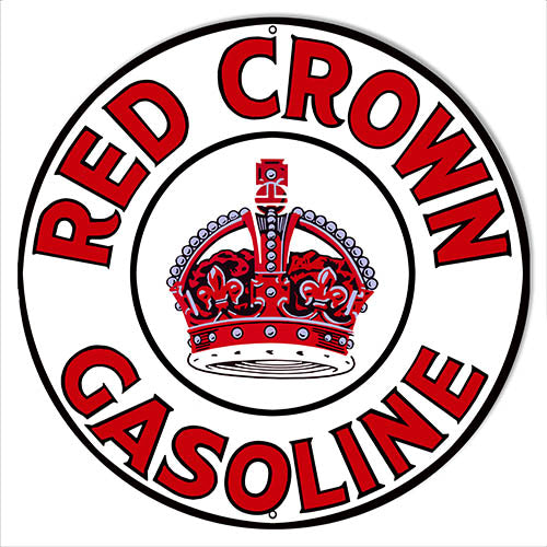 Red Crown Red/White Gasoline Reproduction Metal Sign Motor Oil RVG1528-18" Round