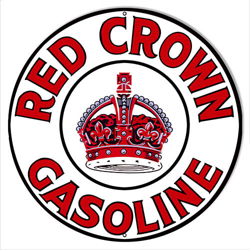 Red Crown Red/White Gasoline Reproduction Metal Sign Motor Oil RVG1528-24" Round