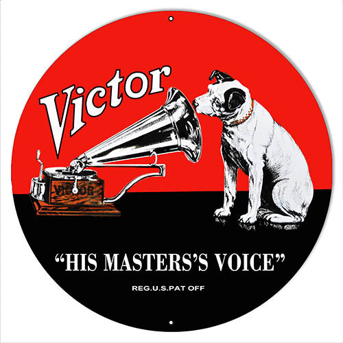 Victor Phonographs Nostalgic His Masters Voice Reproduction Metal Sign RVG1529-30