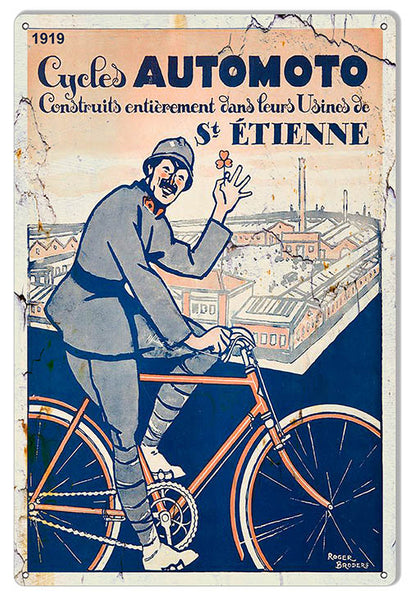 Cycles Automoto Nostalgic French Maker Of Bicycles Repro'd Metal Sign  RVG1536