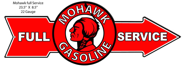 Full Service Mohawk Gasoline Motor Oil Garage Art Repro'd Metal Sign 23.5x8.5 RVG1537S