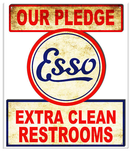 ESSO Extra Clean Restrooms Vintage Metal Sign 19.3x16