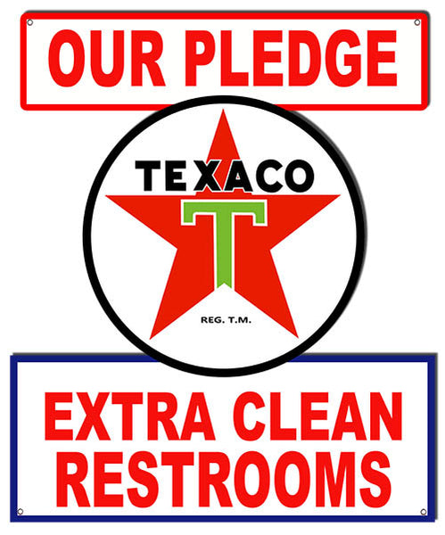 Texaco Extra Clean Restrooms Metal Sign 19.3x16