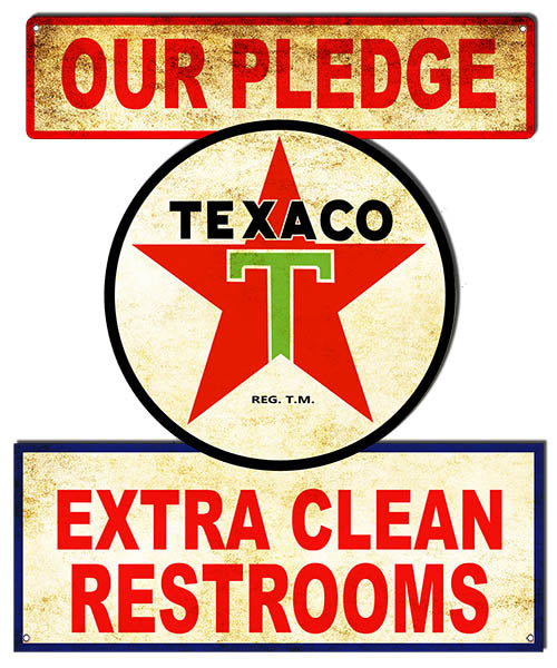 Texaco Extra Clean Restrooms Vintage Metal Sign.