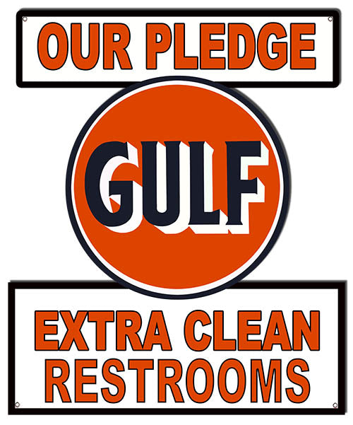 Gulf Extra Clean Restrooms Metal Sign 19.3x16