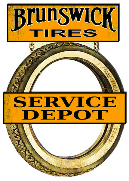Brunswick Tires Service Depot Cut Out Metal Sign 22.1x15.8