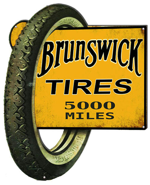Brunswick Tires Cut Out Metal Sign 17.1x13.9
