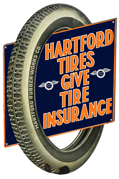 Hartford Tires Cut Out Metal Sign 13.2x19.6