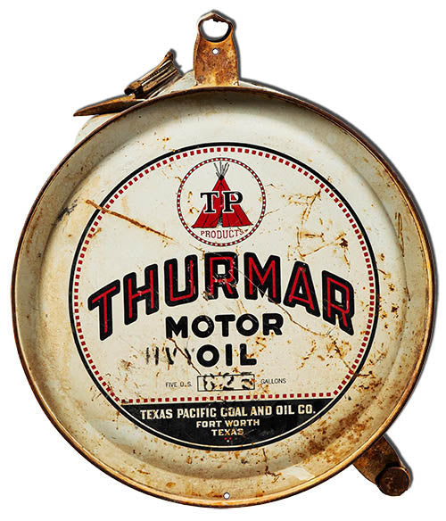 Thurmar Motor Oil Can Cut Out Metal Sign 13.2x15.4