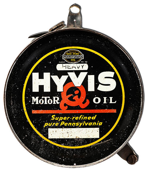 Heavy Hyvis Motor Oil Can Cut Out Metal Sign 13.5x15.8