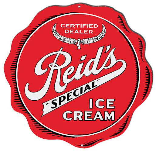 Reids Special Ice Cream Cut Out Metal Sign 13.9x13.5