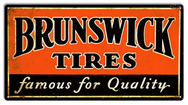 Brunswick Tires Reproduction Metal Sign 10x18