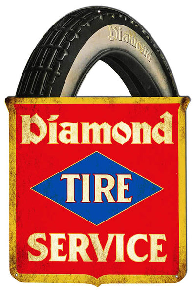 Diamond Tire Service Reproduction Metal Sign 15.5x3.5