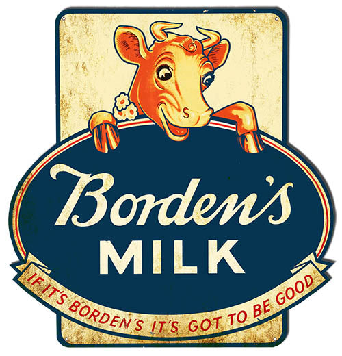 Bordens Milk Reproduction Metal Sign 22.6x23.5