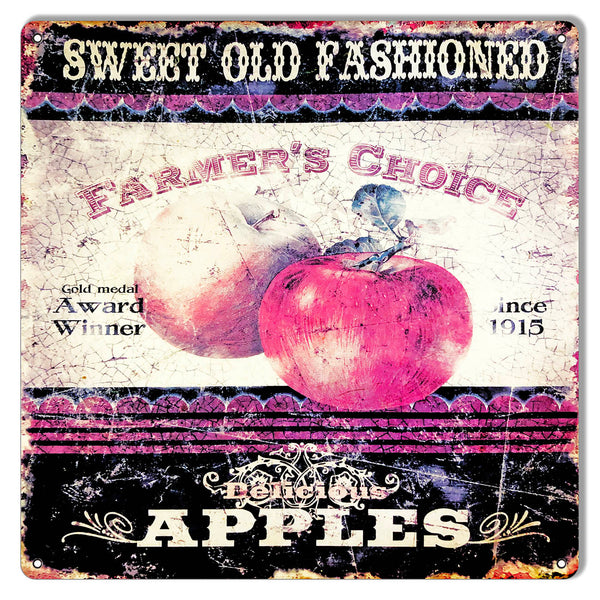 Sweet Old Fashioned Apples Crate Label Metal Sign 12x12