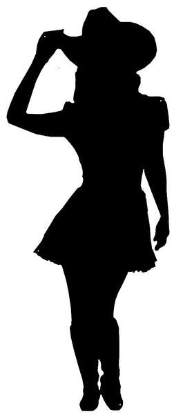 Cowgirl Cut Out In Black Metal Sign 13.8x34.3