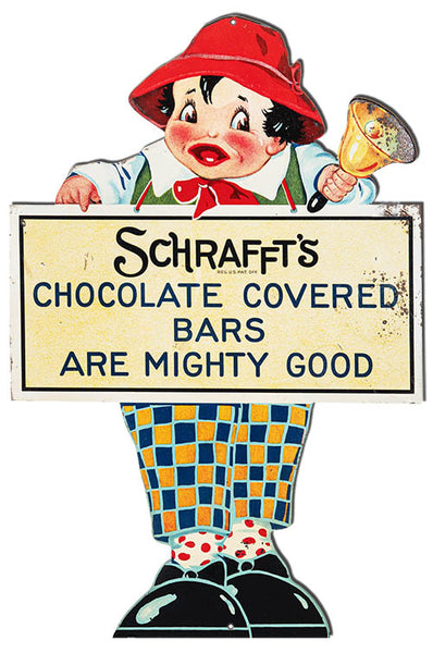 Schraffts Chocolate Covered Bars Cut Out Metal Sign 15.6x23.5
