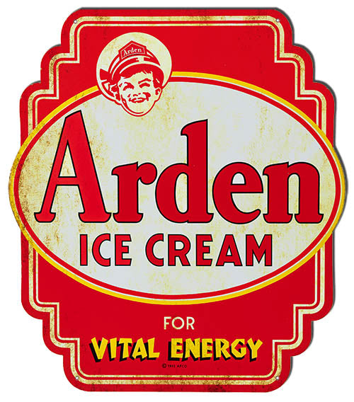 Arden Ice Cream Cut Out Vintage Metal Sign 20.7x23.5