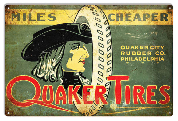 Quaker Tire Reproduction Metal Sign