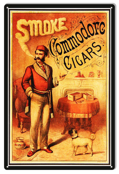 Smoke Commodore Cigars Reproduction Metal Sign