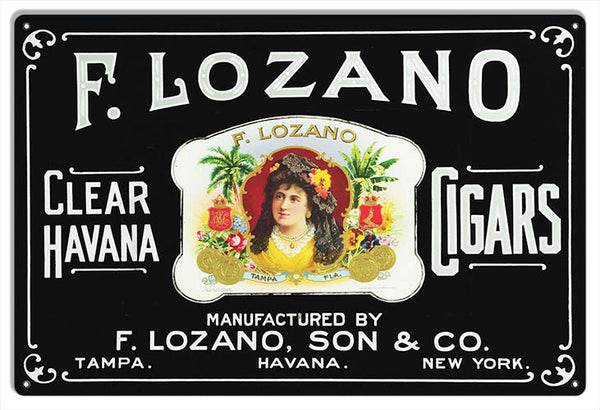 Lozano Clear Havana Cigars Reproduction Metal Sign 12x18