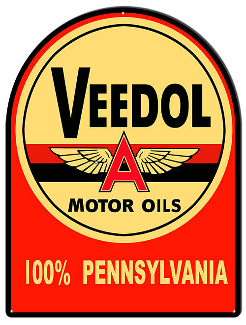Veedol Flying A Motor Oils Reproduction Cut Out Metal Sign 18.8x24.8