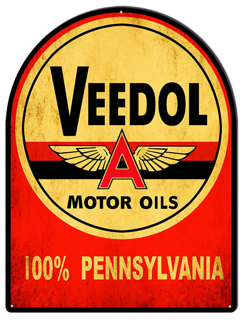 Veedol Flying A Motor Oils Vintage Cut Out Metal Sign 18.8x24.8