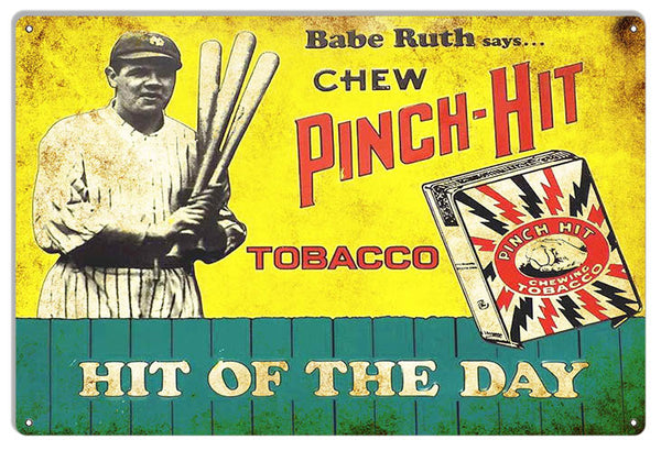 Pinch Hit Tobacco Chew Reproduction Metal Sign