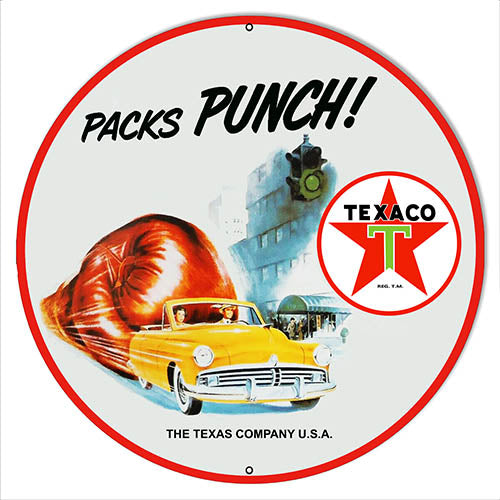 Texaco Packs Punch Reproduction Metal Sign