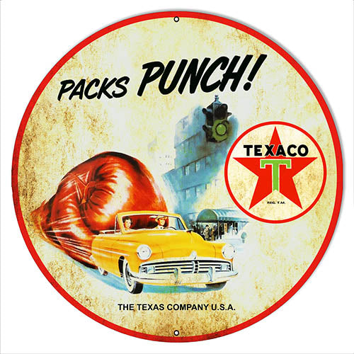 Texaco Packs Punch Reproduction Vintage Metal Sign