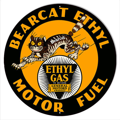 Bearcat Ethyl Gas Motor Fuel Metal Sign