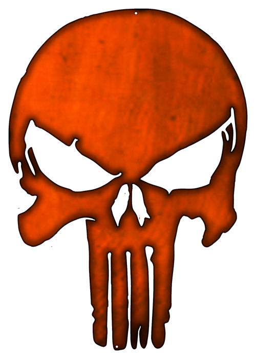 Skull Laser Cut Out Faux Copper Finish Metal Sign 14x20