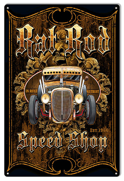 Rat Rod Hot Rod Garage Art Metal Sign By Steve McDonald 12x18