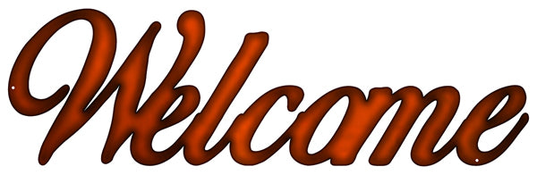 Welcome Laser Cut Out Faux Copper Finish Metal Sign 7.5x23.5