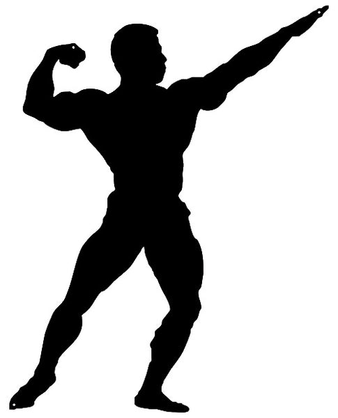 Body Builder Man Cut Out Wall Décor Silhouette Metal Sign 18x23
