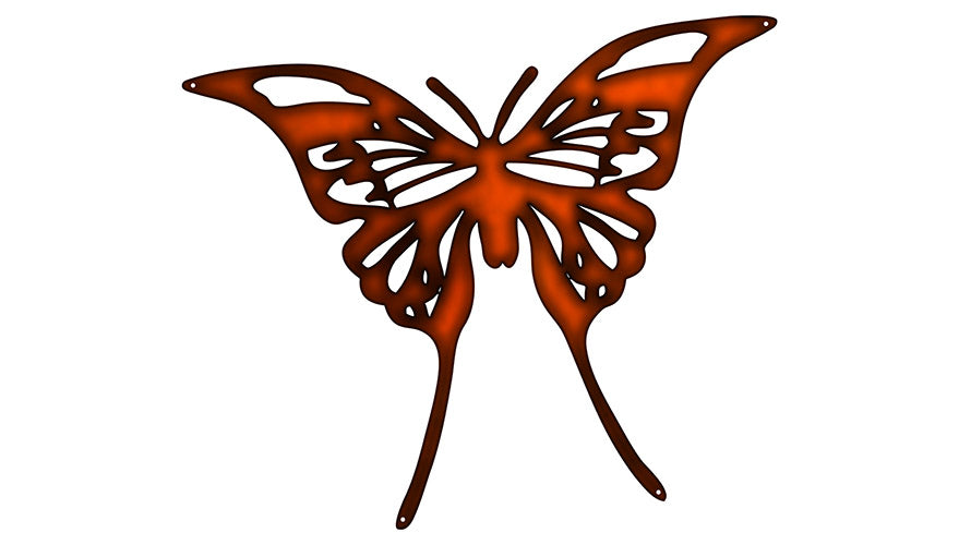 Butterfly Laser Cut Out Faux Copper Finish Metal Sign 15.5x18