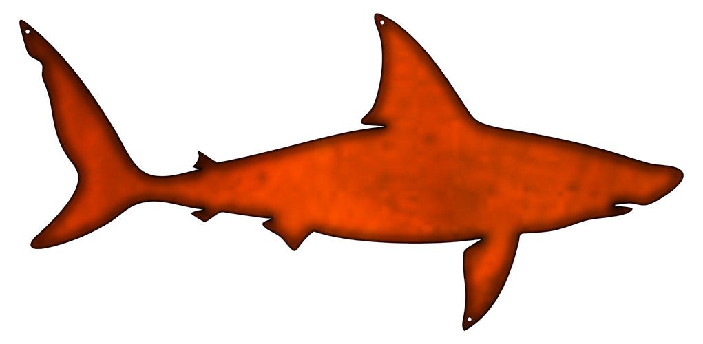 Shark Laser Cut Out Faux Copper Finish Metal Sign 11x23.5