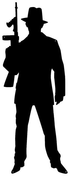 Gangster Guy Cut Out Wall Décor Silhouette Metal Sign 13x34