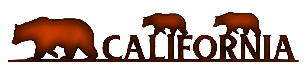 California Bears Cut Out Faux Copper Finish Metal Sign 2.5x14
