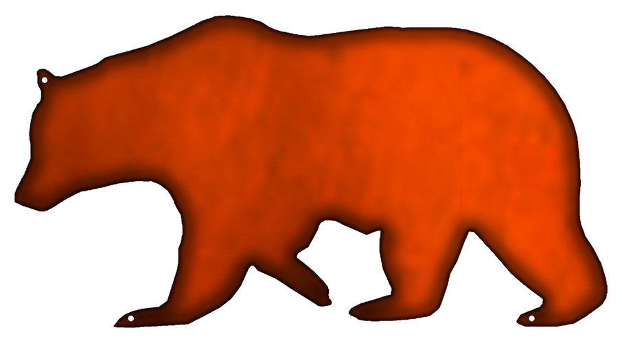 Bear Laser Cut Out Faux Copper Finish Metal Sign 7.5x14