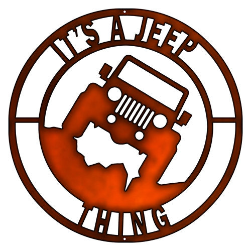 Its A Jeep Thing Cut Out Faux Copper Finish Metal Sign 14x14