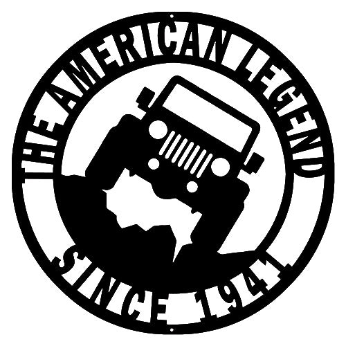American Legend Jeep Cut Out Wall Art Silhouette Metal Sign 14x14