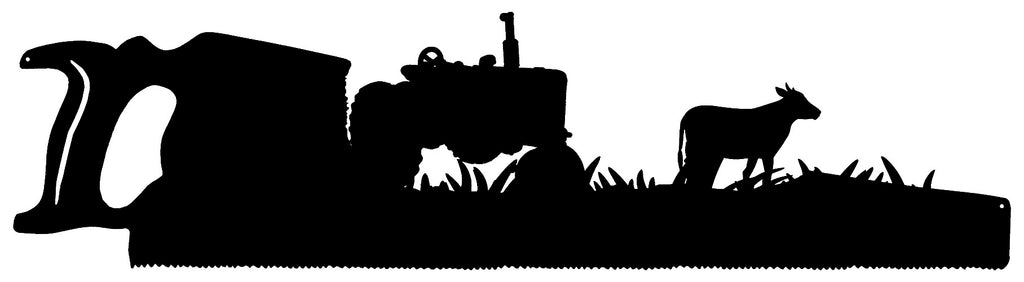 Saw Farm Laser Cut Out Wall Art Silhouette Metal Sign 9x33.5