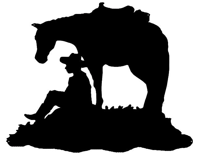 Cowboy And Horse Cut Out Wall Art Silhouette Metal Sign 24x29.5