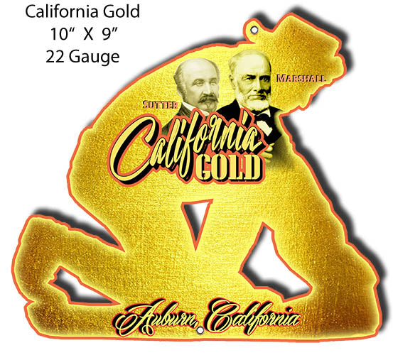 Auburn California Gold Cut Out Metal Sign By Phil Hamilton 9x10
