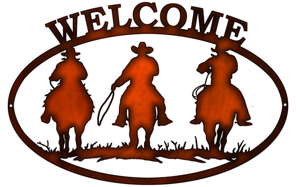 Welcome Cowboys Cut Out Faux Copper Finish Metal Sign 12x18