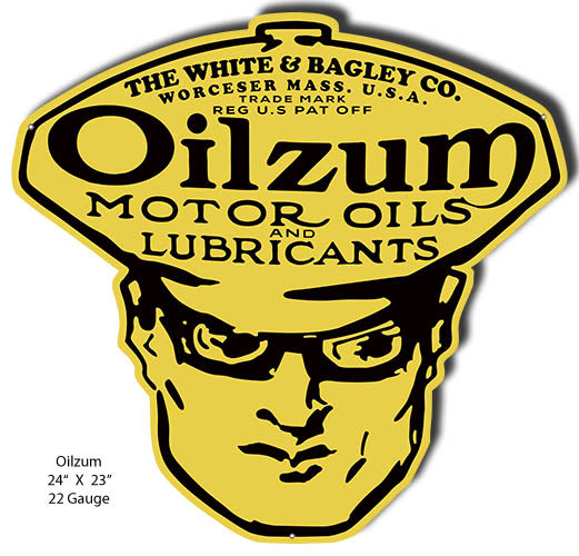Oilzum Motor Oil Reproduction Garage Art Cut Out Metal Sign 23x24