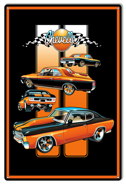 Chevelle Hot Rod Garage Shop Metal Sign By Bernard Oliver 12x18