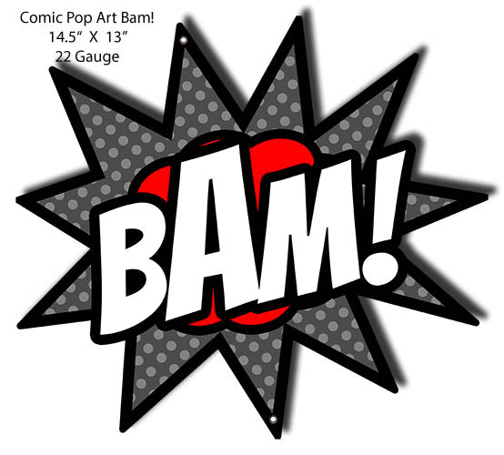 BAM Comic Pop Art Laser Cut Out Wall Art Metal Sign 13x14.5