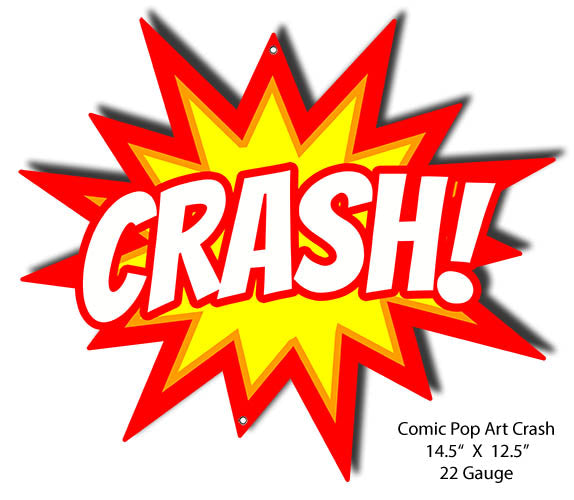 CRASH Comic Pop Art Laser Cut Out Nostalgic Metal Sign 12.5x14.5